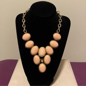 Chunky gold and peach statement necklace